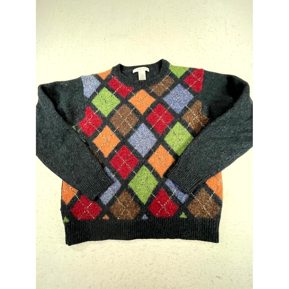 Vintage Geoffrey Beene Sweater Mens XL Multicolor 100% Lambswool Retro Crewneck